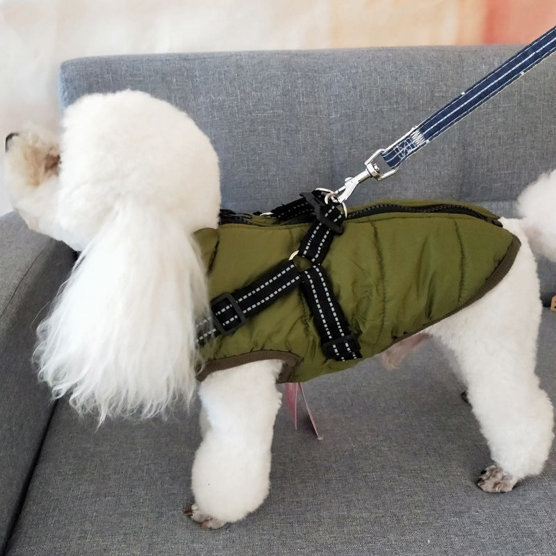 Waterproof Dog Clothes Winter Dog Coat With Harness Warm Pet Clothing Big Dog Jacket Chihuahua Labrador Coat Costume - petshop4ever.com